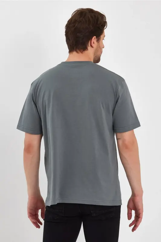 2271-2 24x1 Süprem Relax Kalıp Cepli Basic T-shirt-AHAKİ - 7