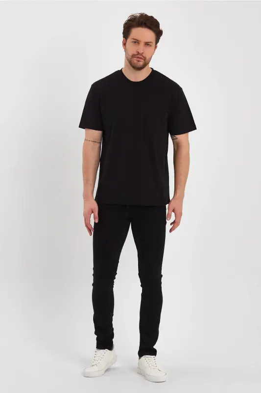 2271-2 Specıal Seri 24x1 Süprem Relax Kalıp Cepli T-shirt-SİYAH - 3