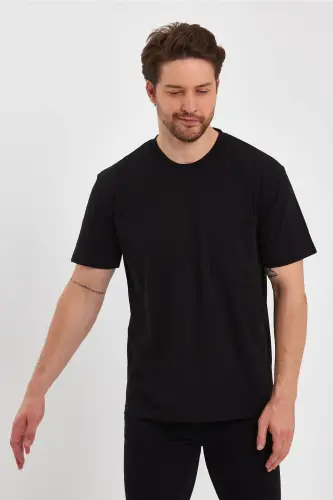 2271-2 Specıal Seri 24x1 Süprem Relax Kalıp Cepli T-shirt-SİYAH - 4