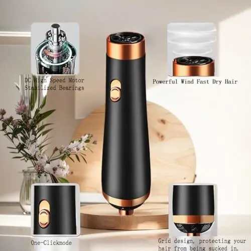 [22m/s High Speed] Portable Hair Dryer, Travel Hair Dryer Featuring Negative Ion Technology - Offers 3 Heat/Speed Settings, 110 Voltage, and Low Noise Motor, Ideal for Home, Travel (Black) - 3