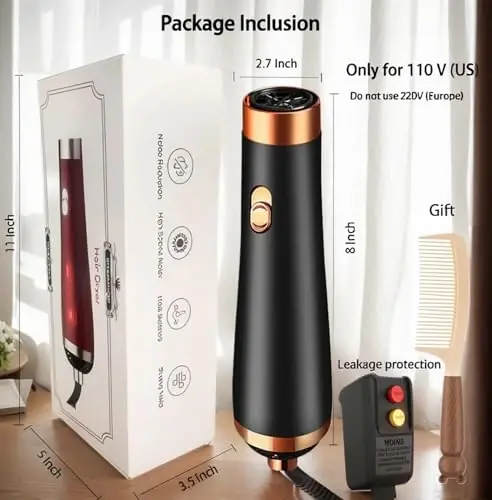 [22m/s High Speed] Portable Hair Dryer, Travel Hair Dryer Featuring Negative Ion Technology - Offers 3 Heat/Speed Settings, 110 Voltage, and Low Noise Motor, Ideal for Home, Travel (Black) - 6