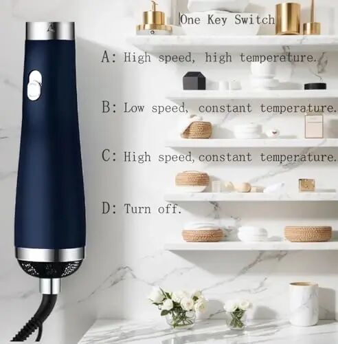 [22m/s High Speed] Portable Hair Dryer, Travel Hair Dryer Featuring Negative Ion Technology - Offers 3 Heat/Speed Settings, 110 Voltage, and Low Noise Motor, Ideal for Home, Travel (Blue) - 5