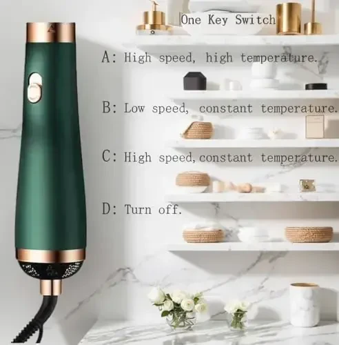 [22m/s High Speed] Portable Hair Dryer, Travel Hair Dryer Featuring Negative Ion Technology - Offers 3 Heat/Speed Settings, 110 Voltage, and Low Noise Motor, Ideal for Home, Travel (Green) - 4