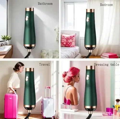 [22m/s High Speed] Portable Hair Dryer, Travel Hair Dryer Featuring Negative Ion Technology - Offers 3 Heat/Speed Settings, 110 Voltage, and Low Noise Motor, Ideal for Home, Travel (Green) - 5