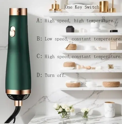 [22m/s High Speed] Portable Hair Dryer, Travel Hair Dryer Featuring Negative Ion Technology - Offers 3 Heat/Speed Settings, 110 Voltage, and Low Noise Motor, Ideal for Home, Travel (Green) - 4