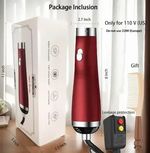 [22m/s High Speed] Portable Hair Dryer, Travel Hair Dryer Featuring Negative Ion Technology - Offers 3 Heat/Speed Settings, 110 Voltage, and Low Noise Motor, Ideal for Home, Travel (red) - 6