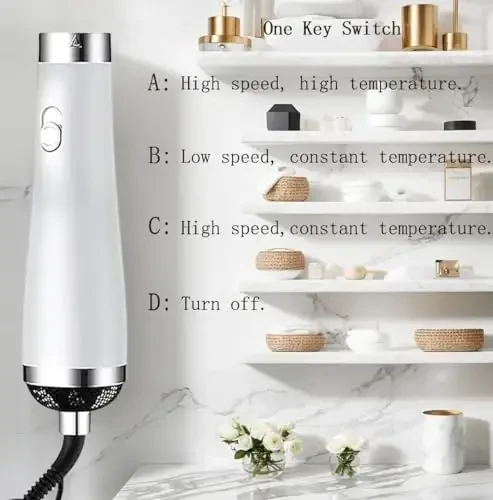 [22m/s High Speed] Portable Hair Dryer, Travel Hair Dryer Featuring Negative Ion Technology - Offers 3 Heat/Speed Settings, 110 Voltage, and Low Noise Motor, Ideal for Home, Travel (White-b) - 3