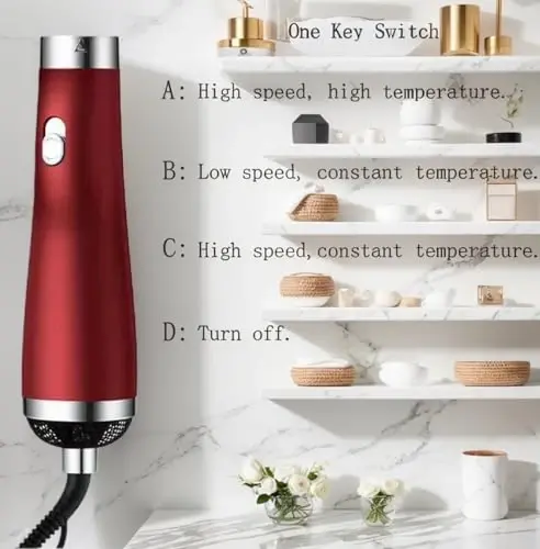 [22m/s High Speed] Portable Hair Dryer, Travel Hair Dryer Featuring Negative Ion Technology - Offers 3 Heat/Speed Settings, 110 Voltage, and Low Noise Motor, Ideal for Home, Travel (red) - 4