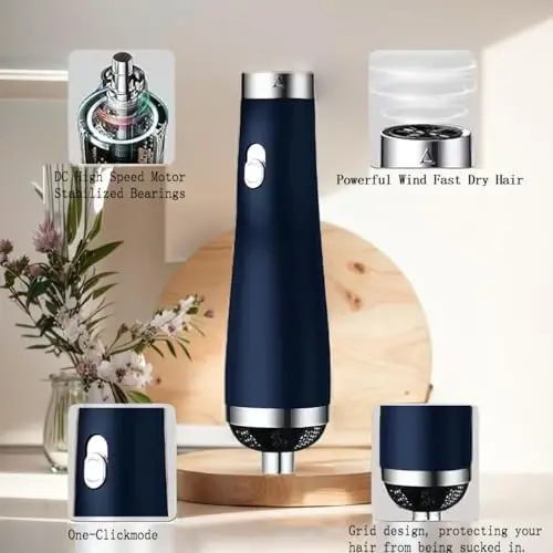 [22m/s High Speed] Portable Hair Dryer, Travel Hair Dryer Featuring Negative Ion Technology - Offers 3 Heat/Speed Settings, 110 Voltage, and Low Noise Motor, Ideal for Home, Travel (Blue) - 3