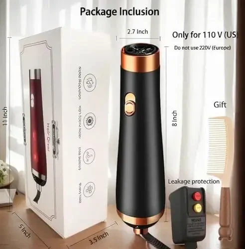 [22m/s High Speed] Portable Hair Dryer, Travel Hair Dryer Featuring Negative Ion Technology - Offers 3 Heat/Speed Settings, 110 Voltage, and Low Noise Motor, Ideal for Home, Travel (Black) - 6