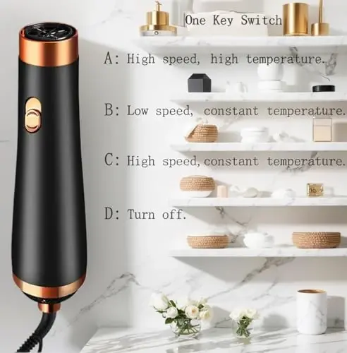 [22m/s High Speed] Portable Hair Dryer, Travel Hair Dryer Featuring Negative Ion Technology - Offers 3 Heat/Speed Settings, 110 Voltage, and Low Noise Motor, Ideal for Home, Travel (Black) - 4