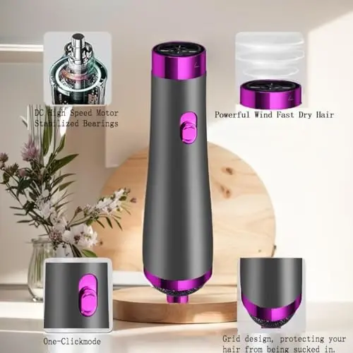 [22m/s High Speed] Portable Hair Dryer, Travel Hair Dryer Featuring Negative Ion Technology - Offers 3 Heat/Speed Settings, 110 Voltage, and Low Noise Motor, Ideal for Home, Travel (Purple) - 3