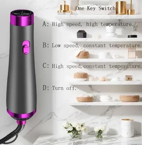 [22m/s High Speed] Portable Hair Dryer, Travel Hair Dryer Featuring Negative Ion Technology - Offers 3 Heat/Speed Settings, 110 Voltage, and Low Noise Motor, Ideal for Home, Travel (Purple) - 4