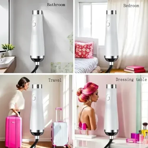 [22m/s High Speed] Portable Hair Dryer, Travel Hair Dryer Featuring Negative Ion Technology - Offers 3 Heat/Speed Settings, 110 Voltage, and Low Noise Motor, Ideal for Home, Travel (White-b) - 6