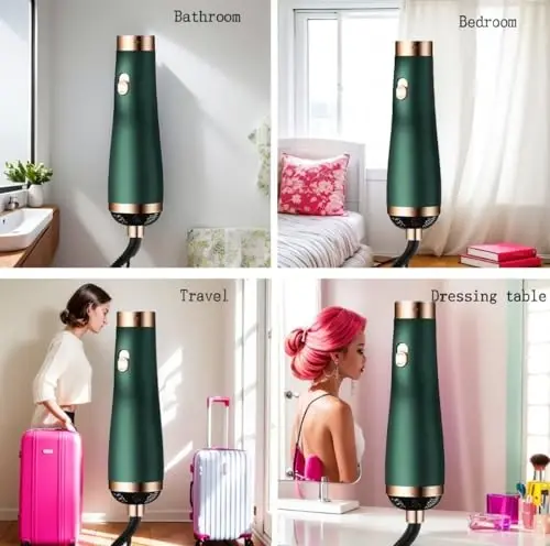 [22m/s High Speed] Portable Hair Dryer, Travel Hair Dryer Featuring Negative Ion Technology - Offers 3 Heat/Speed Settings, 110 Voltage, and Low Noise Motor, Ideal for Home, Travel (Green) - 5