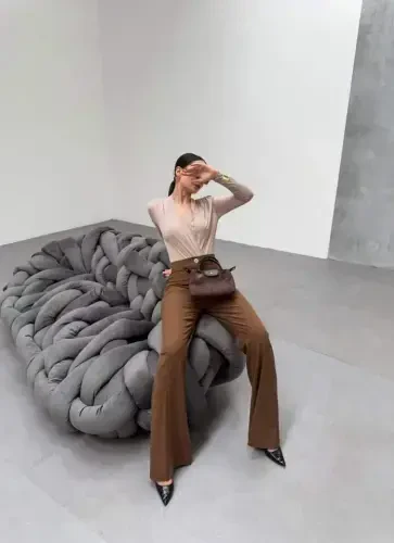 230 Gr Poly Viscose Full Lycra Брюки-клеш - 1