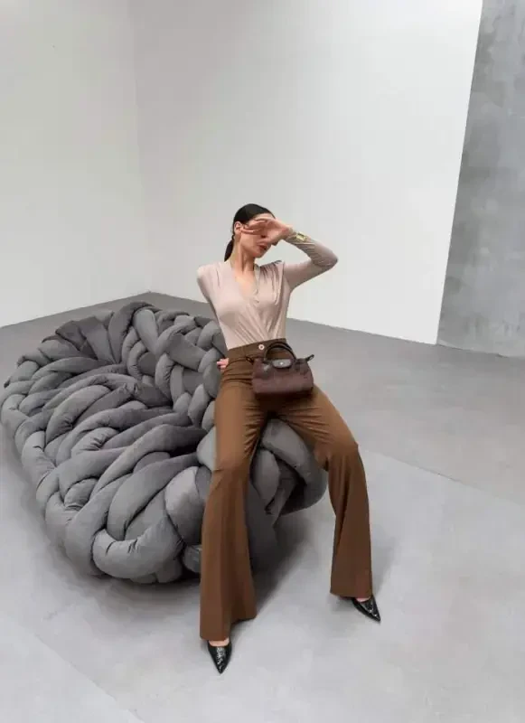 230 Gr Poly Viscose Full Lycra Брюки-клеш - 1