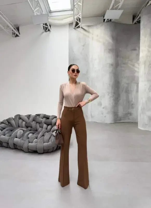 230 Gr Poly Viscose Full Lycra Брюки-клеш - 3