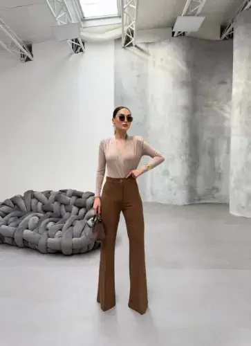 230 Gr Poly Viscose Full Lycra Flared Pants - 3