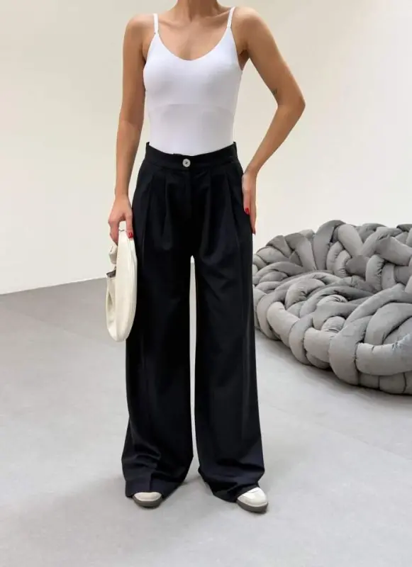 230 Gr Poly Viscose Full Lycra Pleated Palazzo Pants - 4