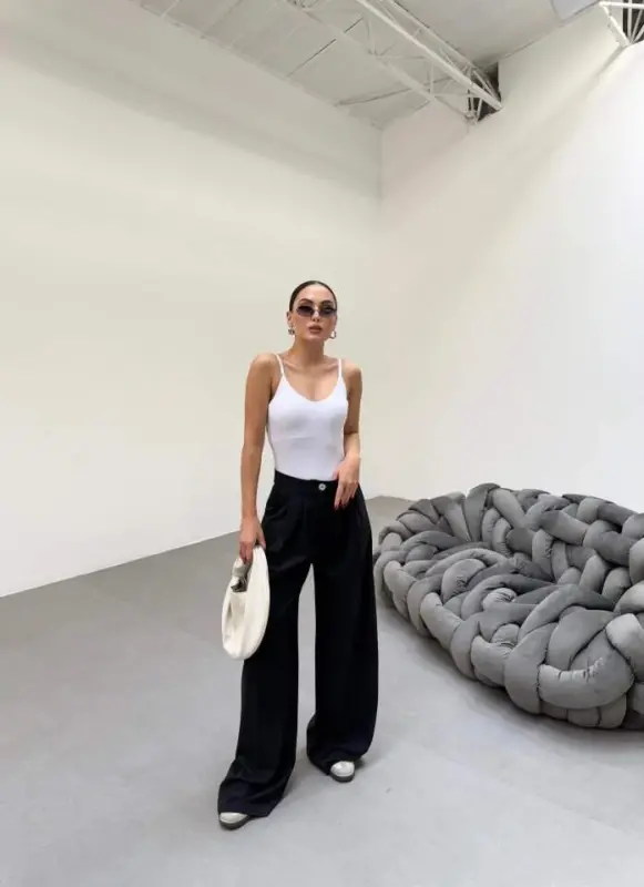 230 Gr Poly Viscose Full Lycra Плиссированные брюки палаццо - 1