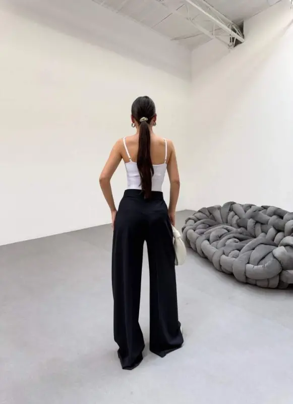 230 Gr Poly Viscose Full Lycra Плиссированные брюки палаццо - 2