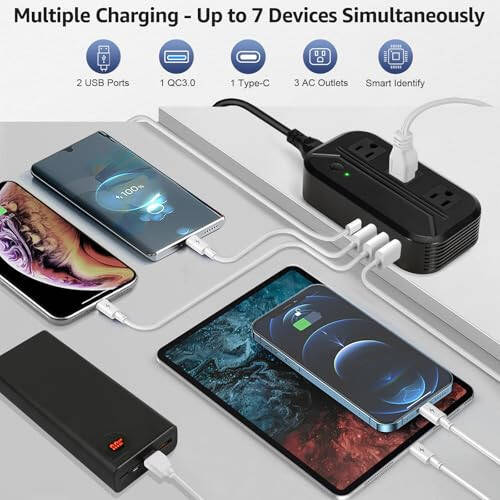 Voltage Converter 2300W Power Step Down 220V to 110V Universal Travel Adapter Power Converter Power Transformer w/ 3 AC Outlets 3 USB Ports 1 Type-C Charging for EU/UK/AU/US/IT/India/South Africa - 3