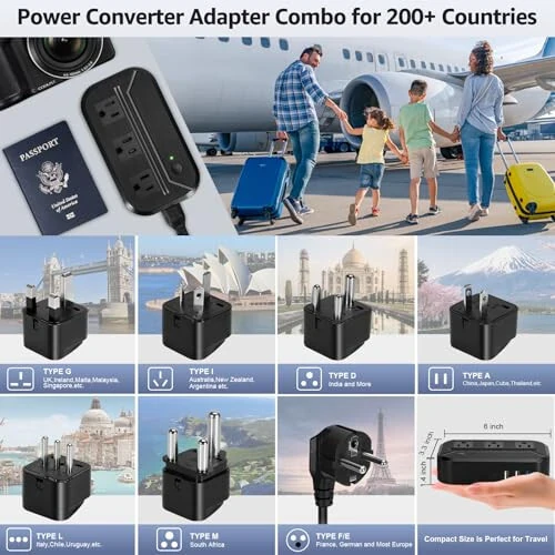 Voltage Converter 2300W Power Step Down 220V to 110V Universal Travel Adapter Power Converter Power Transformer w/ 3 AC Outlets 3 USB Ports 1 Type-C Charging for EU/UK/AU/US/IT/India/South Africa - 6