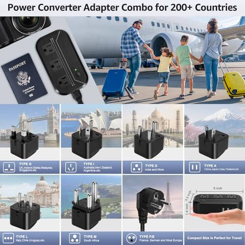 Voltage Converter 2300W Power Step Down 220V to 110V Universal Travel Adapter Power Converter Power Transformer w/ 3 AC Outlets 3 USB Ports 1 Type-C Charging for EU/UK/AU/US/IT/India/South Africa - 6