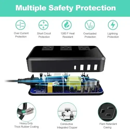 2300W Kuchlanish Konvertori 220V dan 110V ga Universal Sayohat Adapteri/Quvvat Konvertori 3 ta USB Port, 3 ta AC Rozетка, 1 ta Type-C bilan (EU/UK/AU/US/IT/Janubiy Afrika kabi) Dunyo bo'ylab 150 dan ortiq mamlakat uchun - 3