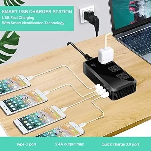 2300W Voltage Converter 220V to 110V Universal Travel Adapter/Power Converte with 3 USB Ports 3 AC Outlets 1 Type-C in EU/UK/AU/US/IT/South Africa More Than 150 Countries Over The World | 3 USB Ports; 1 Type-C; 3 AC Outlets; EU/UK/AU/US/IT/South Afri - 6