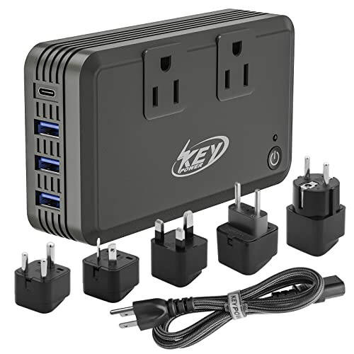 230w Voltaj Dönüştürücü 240V/220V - 120V/110V Key Power Uluslararası Güç Dönüştürücü Seyahat Seti - Amerika'da Kullanım İçin Seyahat Adaptörü, Saç Düzleştirici, Avrupa, Avustralya, İngiltere, İtalya vb. Yurtdışında - 1