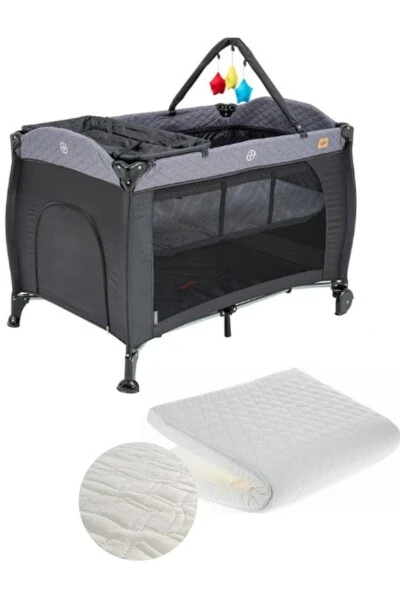 2350 Madrid 70X110cm Playpen with Mattress Gift Gray - 1