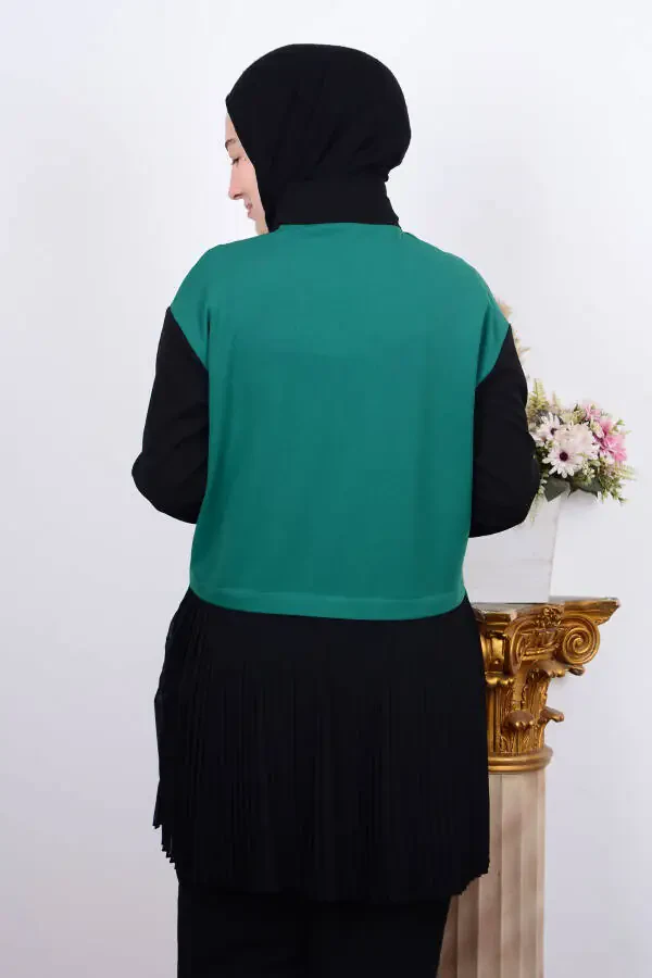 23kt448 Green Women's Frill Half Zip Ladies Tunic - 3