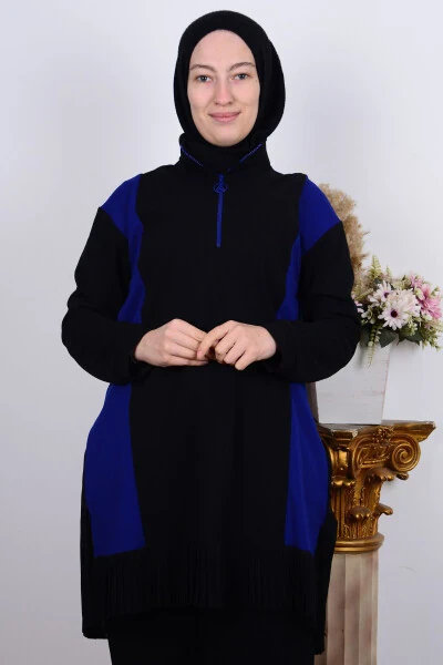 23kt448 Saks Ayollar Fırıldak Yarim Fermuarlı Ayollar Tunikasi - ARMINE