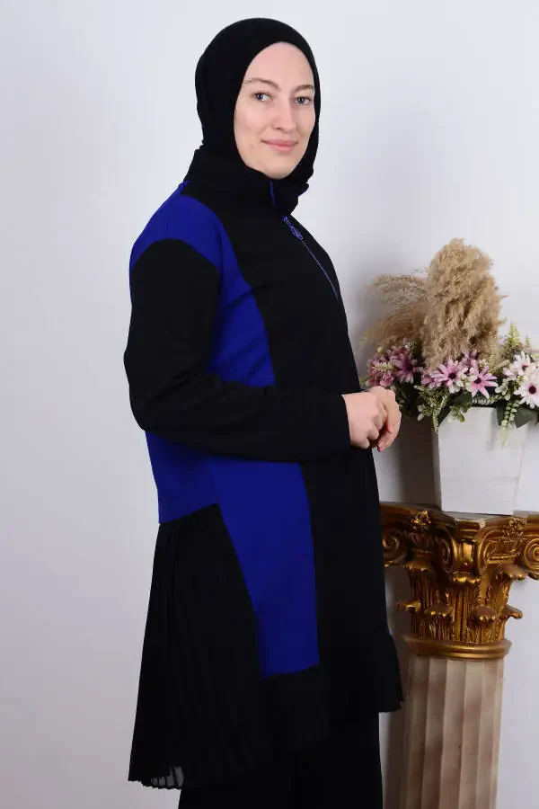 23kt448 Saks Ayollar Fırıldak Yarim Fermuarlı Ayollar Tunikasi - 2