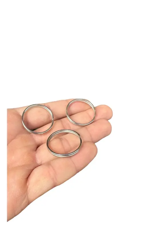 2.4 Cm Thin Ring Silver Color (100 PCS) Keychain Ring Round Ring Macrame - 4