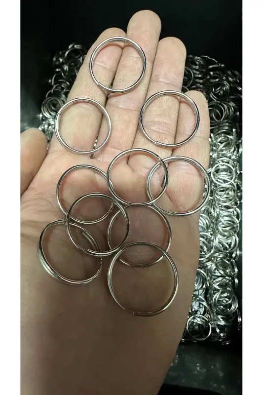2.4 Cm Thin Ring Silver Color (100 PCS) Keychain Ring Round Ring Macrame - 6