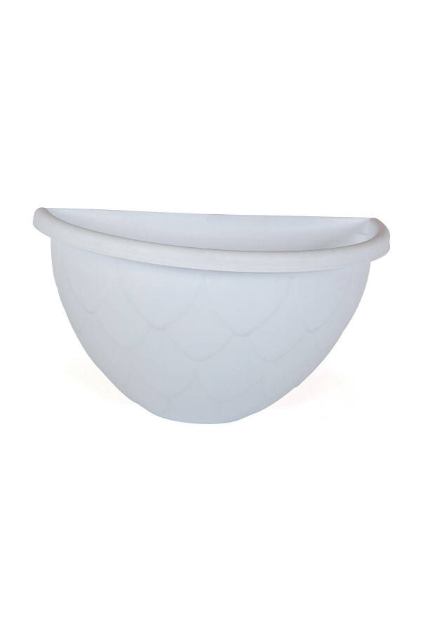 2.4 Litre White Half Wall Balcony Flowerpot Garden Wall Matte Plastic Flowerpot Drip No2 29.5x17.5cm - 9