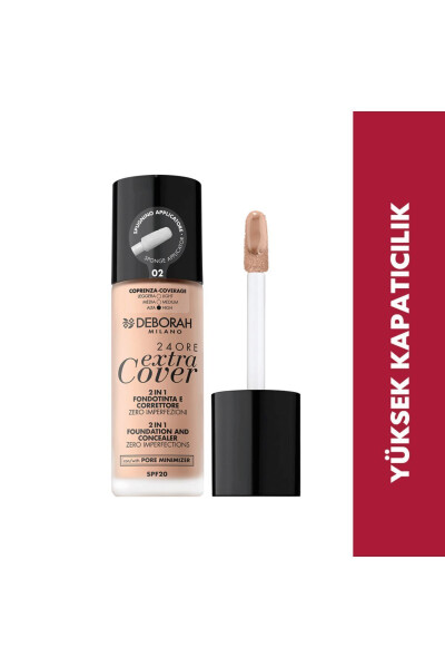 24 Ore Extra Cover Foundation No: 02 Beige - 3