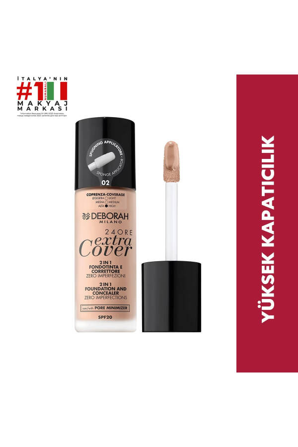 24 Ore Extra Cover Foundation No: 02 Beige - 4