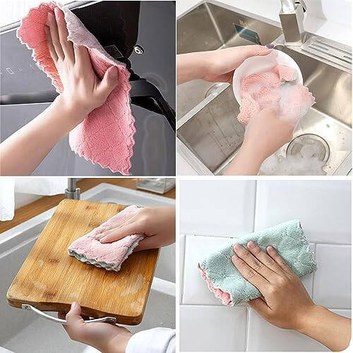 24 Pack Tozalash Mato Oshxona Mato, Idish Sochiqlari Super Singdiruvchi Marjon Velvet Idish Sochiqlari, Mikrofiber Premium Yumshoq Choy Sochiqlari, Tez Quriydigan Latta, Ko'p Maqsadli Qayta Ishlatiladigan Yuvish Latta, Yopishmaydigan Yog' Mato. - 4