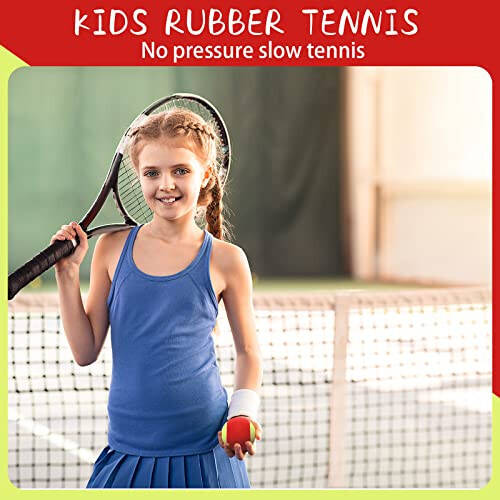 24 пачки теннисных мячей для детей 75% низкая степень сжатия Детские теннисные мячи оптом для начинающих Тренажер для теннисных мячей Переход Практика Игра в питомца собаки Практика на коротком корте 36 футов (красный желтый) - 6