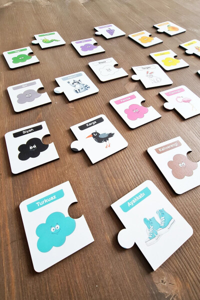 24 Parça Ahşap Renk Tamamlama Kartları - METAFORTOYS