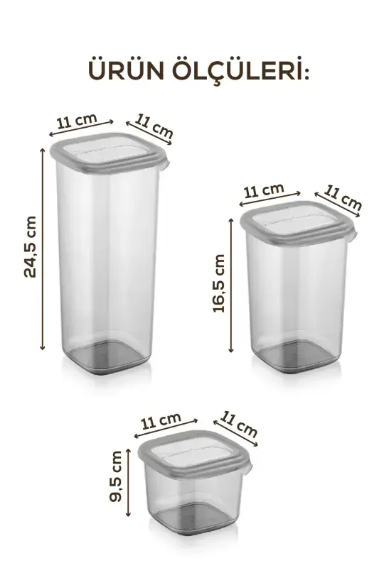 24-pc Peggy Square Food Storage Container 8x(0.55 LITER, 1.2 LITER, 1.75 LITER) White Silkscreen Labeled-Anthracite - 8