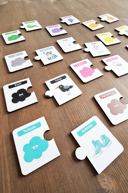 24 Piece Wooden Color Matching Cards - METAFORTOYS