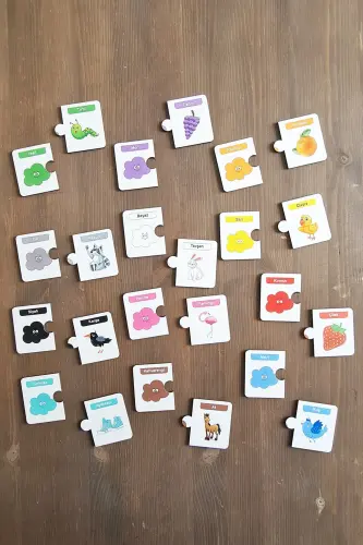 24 Piece Wooden Color Matching Cards - METAFORTOYS (1)