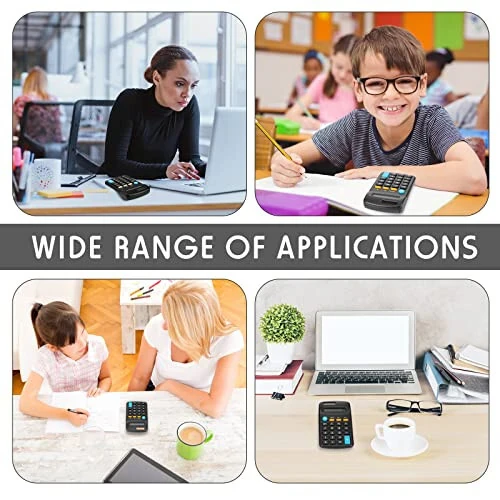 24 Pieces Basic Calculators for Students Small Calculators Pocket Size Mini Calculators Dual Powered Handheld Calculator 8 Digit Display Desktop Calculators for School Desktop Home Kids Office, Black - 5