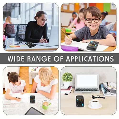 24 Pieces Basic Calculators for Students Small Calculators Pocket Size Mini Calculators Dual Powered Handheld Calculator 8 Digit Display Desktop Calculators for School Desktop Home Kids Office, Black - 5