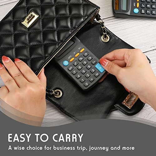 24 Pieces Basic Calculators for Students Small Calculators Pocket Size Mini Calculators Dual Powered Handheld Calculator 8 Digit Display Desktop Calculators for School Desktop Home Kids Office, Black - 6